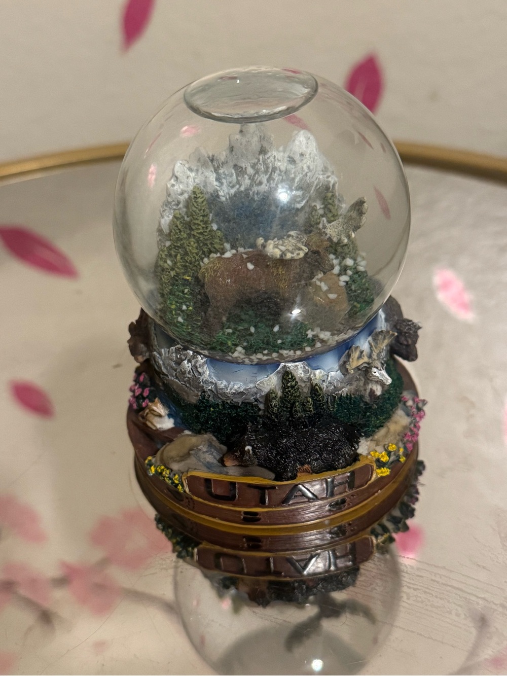 Woodland Deer Snow Globe - Brown and Green Decorative Holiday Accent